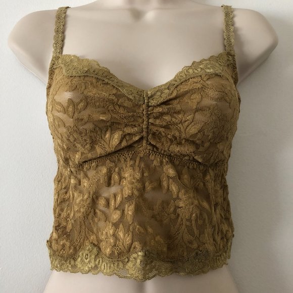 NWOT Moda International Lace Bralette in Gold/Olive Size S - Picture 2 of 7